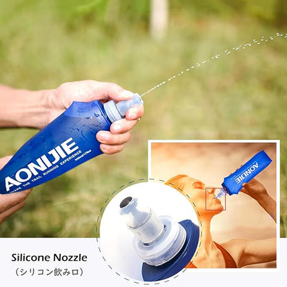 TRIWONDER Collapsible Water Bottles TPU Soft Flask Running Bottles BPA-Free Sports Flasks for Hiking Climbing Camping (500ml/16.91oz with Straws - Pack of 2)