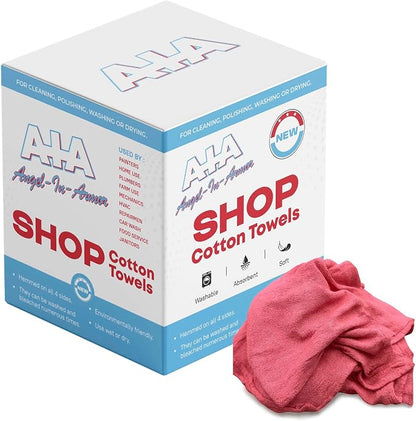Angel-in-Armor Red Shop Towels – 500 Unit Box of Lint-Free Cotton Shop Towel by A-I-AAngel-In-Armor