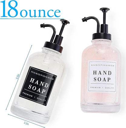Glass Soap Dispenser with Pump, Countertop Soap and Lotion Dispenser Set of 2 - Image 4