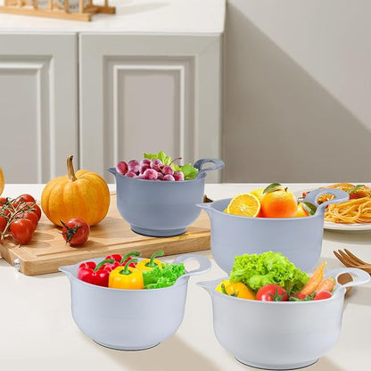 Mixing Bowls - 4 Piece Nesting Plastic Mixing Bowl Set - Non Slip Bottom and - Image 8