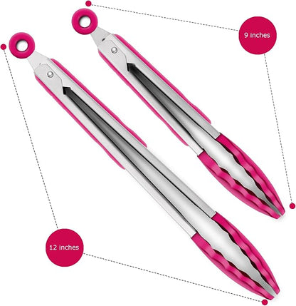 2 Pack Silicone Kitchen Tongs – 9" & 12" Set, Heat Resistant up to 500°F - Image 4