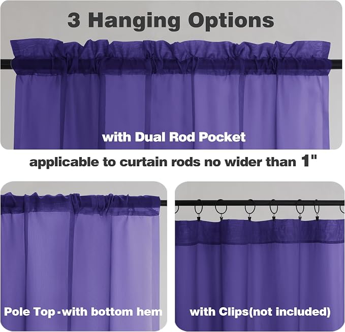 Chyhomenyc Sheer Valances for Windows 2 Pack, Small Window Curtains for Living - Image 4