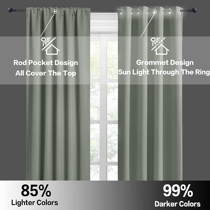 RYB HOME 24 inch Curtains for Kitchen Room Darkening Privacy Mini Curtain for - Image 6
