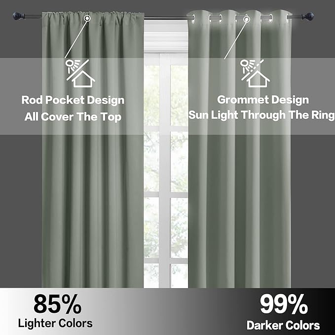 RYB HOME Dorm Curtains Room Darkening, 45 inch Length Privacy Window Treatment - Image 5