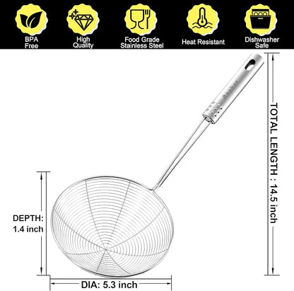 Anaeat 5.3" Stainless Steel Spider Skimmer, Professional Kitchen Pasta Strainer - Image 6