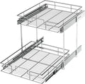 LOVMOR 2 Tier Individual Pull Out Cabinet Organizer 17" W x 21" D, Slide Out Kitchen Cabinet Storage Sliding Shelves