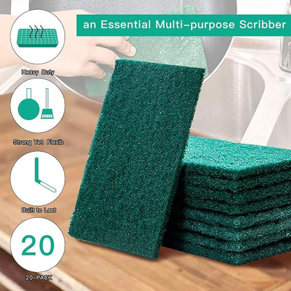 Heavy Duty Scour Pads Sponge Dish Scrubber Non-Scratch Green Reusable Household - Image 4