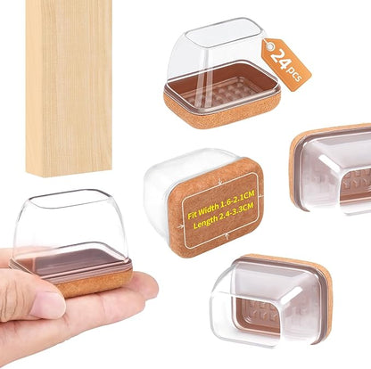 Ezprotekt 24 Pcs Rectangle Clear Felt Chair Leg Floor Protectors Caps by VisittheEzprotekt