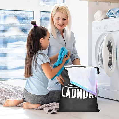 Fiodrimy 2 Pcs Large Travel Laundry Bags - Washable Waterproof Wet Clothes Bags for Gym, Swimming, Yoga & College Dorm (Black+Pink)