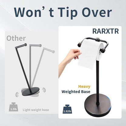 RARXTR Toilet Paper Holder Stand, Post Pivoting Design Free Standing Toilet - Image 4