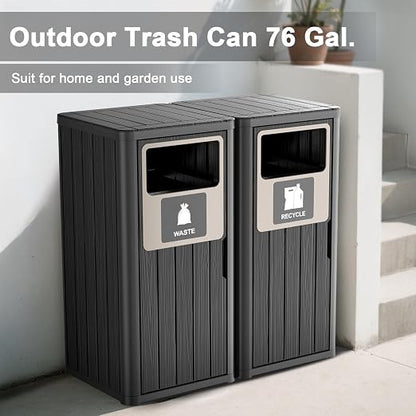 ROJIK 35" Tall Outdoor Trash Can, Weatherproof Resin Garbage Indoor Durable - Image 3