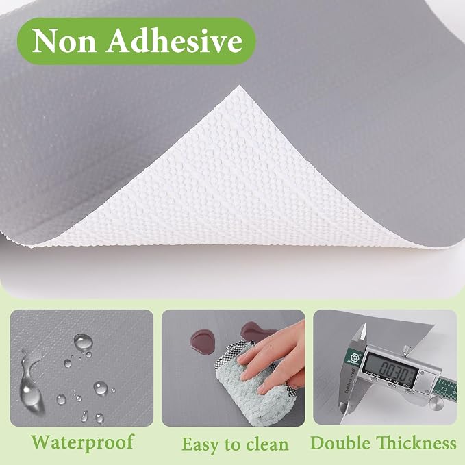 Shelf Liners for Kitchen Cabinets 17in x 30FT Non Adhesive Drawer Liner Grey - Image 2