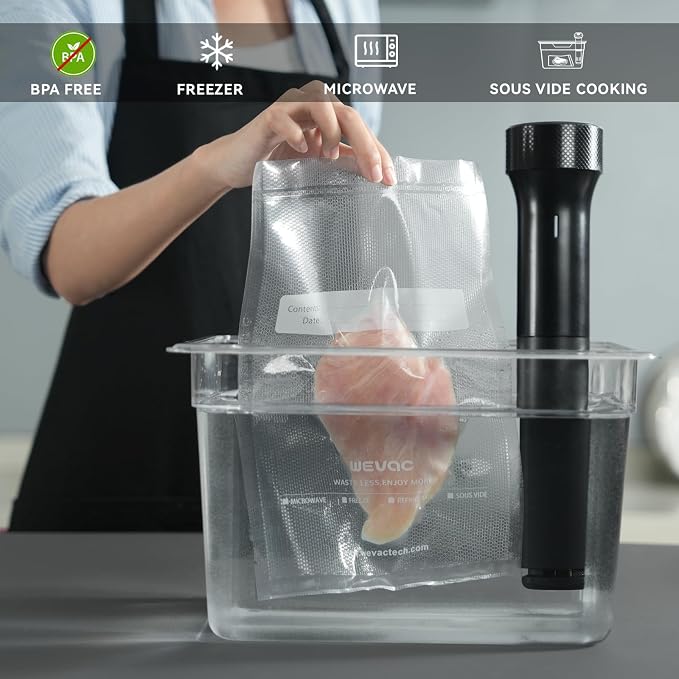 Wevac Vacuum Sealer Bags, 150 Gallon 11" x 16", and Quart 8" x 12" and Pint 6" - Image 4