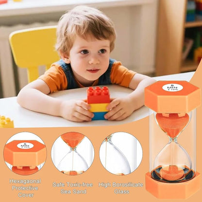 5 Minute Hourglass Sand Timer, Plastic Hexagon Hourglass Sand Clock 5 Min - Image 3
