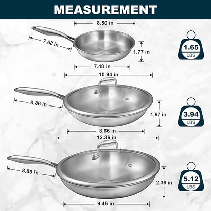 Tri-Ply Stainless Steel Frying Pans Set - Image 3