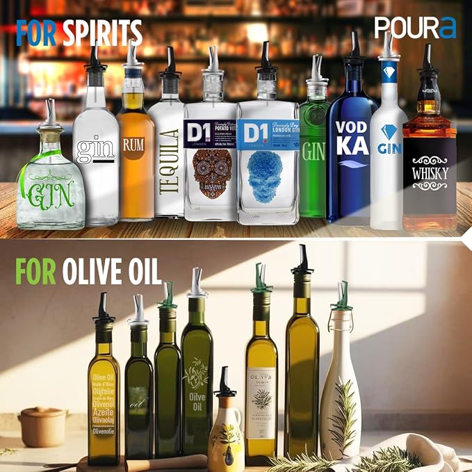 Poura Oil and Vinegar Dispenser Spouts | Airtight ClickSeal BPA Free Bottle - Image 5