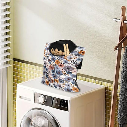 Blue Flowers Clothespin Organizer Bag Hanging Laundry Bag Portable Clothespin - Image 3