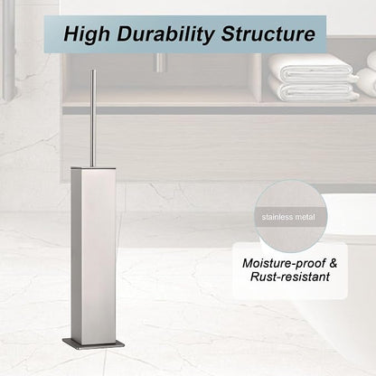 Brushed Nickel Toilet Brush and Holder, Toilet Bowl Brush - Image 2