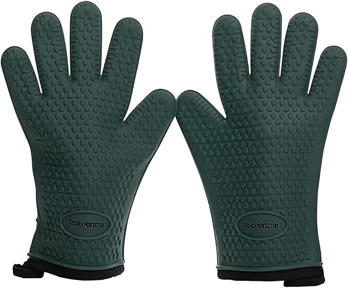 KITCHEN PERFECTION S Silicone Smoker Oven Gloves -Extreme Heat Resistant BBQ by Kitchenperfection