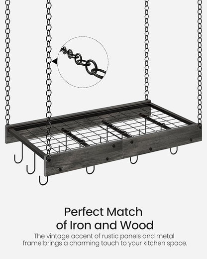 CHOEZON Hanging Pot Rack, Ceiling Mounted Pot Hanger, Vintage Pot Rack - Image 6