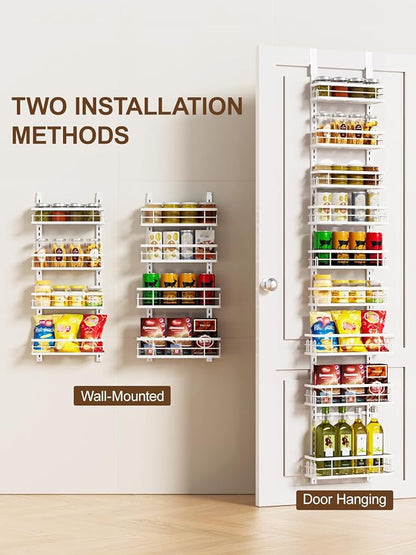 Delamu 9-Tier Over the Door Pantry Organizer, Adjustable Pantry Door Organizers - Image 7