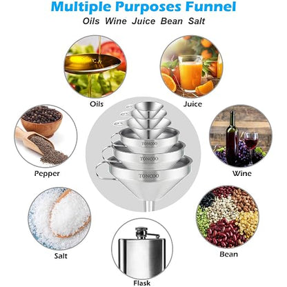 Toncoo 6 Pack Stainless Steel Funnels - Image 3