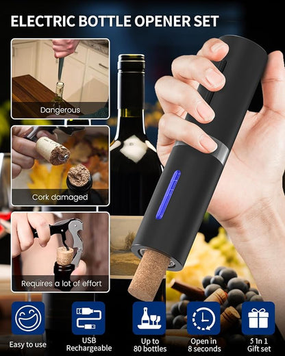 CIRCLE JOY Electric Wine Bottle Opener Set Rechargeable Wine Corkscrew Cordless - Image 2