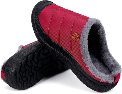 Womens Mens House Slippers Slip on Snow Winter Warm Fully Fur Lined Slippers - Image 5