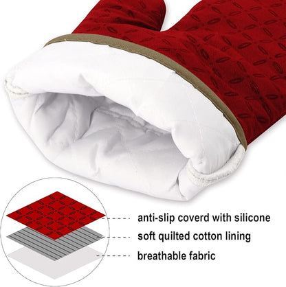 KEGOUU Oven Mitts and Pot Holders 6pcs Set, Kitchen Oven Glove High Heat - Image 3