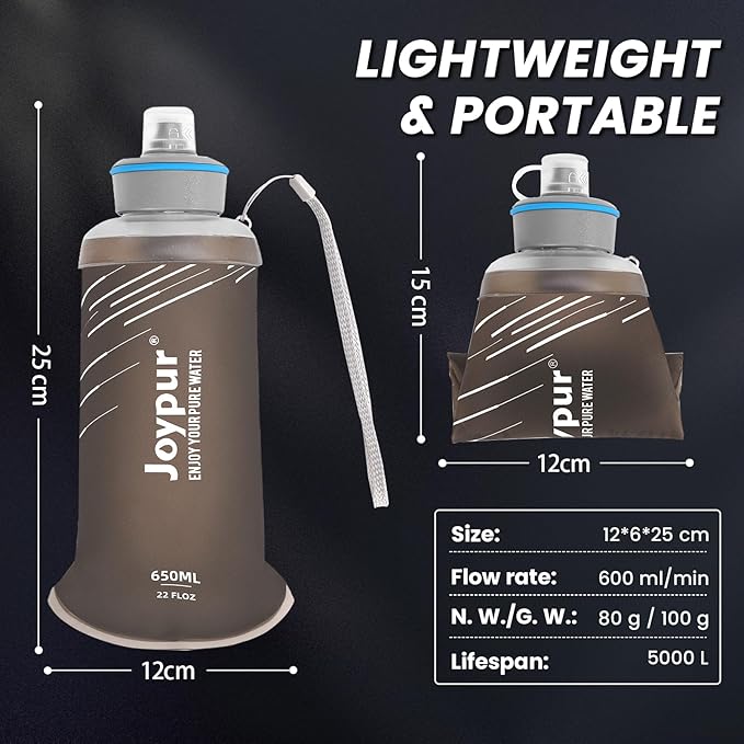 Water Filter Bottle Survival - 650/1000/2000ml Collapsible Water Bottle with NSF/FDA Certification with Filter Squeeze Water Filter Bottle Portable Water Filter Hiking Backpacking Camping