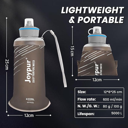 Water Filter Bottle Survival - 650/1000/2000ml Collapsible Water Bottle with NSF/FDA Certification with Filter Squeeze Water Filter Bottle Portable Water Filter Hiking Backpacking Camping