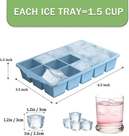 Ice Cube Trays for Freezer, 3 Pack Easy Release Slicone Ice Cube Tray - Image 2