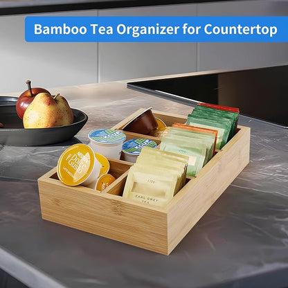Wood Tea Bag Organizer with 6 Slots – Tea Bag Holder and Tea Organizer - Image 6