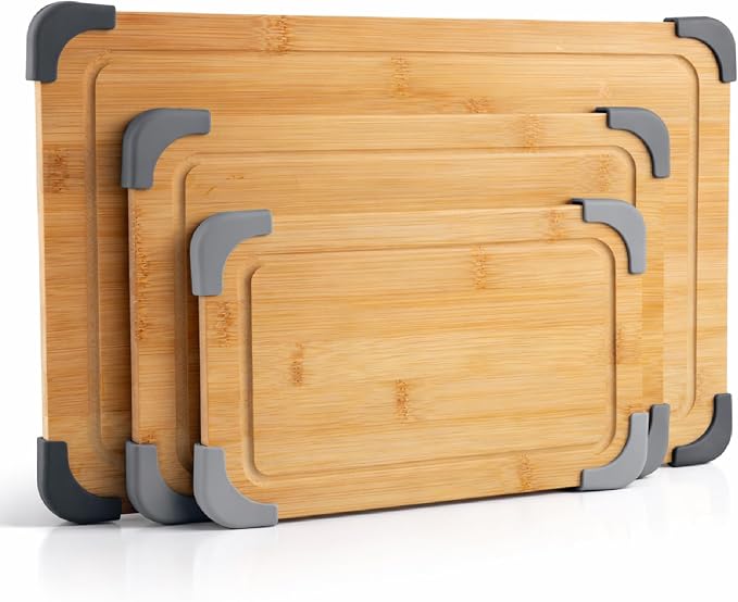 COOK WITH COLOR Non-Slip Cutting Board Set – Kitchen Essentials with Easy Grip by CookwithColor