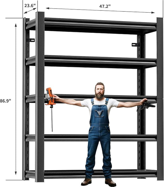 3 Pieces Garage Shelving, Heavy Duty Sturdy Steel Thickened Metal Shelves - Image 2
