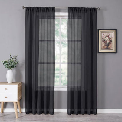 Tollpiz Sheer Curtains Bedroom Linen Textured Curtain Sheers Light Filtering by Tollpiz