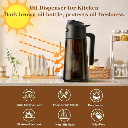 LAKUMIQI 2 in 1 Oil Sprayer for Cooking, 16oz Olive Oil Dispenser Bottle for - Image 4