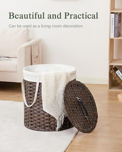 Laundry Hamper with Lid Wicker Laundry Hamper Round 26.5 Gal Laundry Basket - Image 7