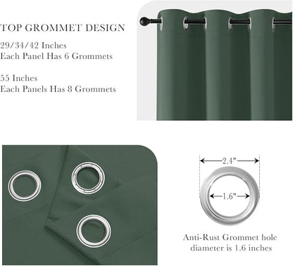 PONY DANCE Dark Green Blackout Curtains 80 inch Long 2 Panels Set, Thermal - Image 4