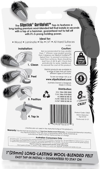 GorillaFelt CB257 Chair Leg Floor Protectors/Felt Glides Tap On Felt Furniture - Image 5