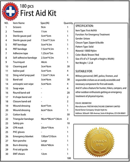 Carlebben EMT Pouch MOLLE Ifak Pouch Tactical MOLLE Medical First Aid Kit Utility Pouch (with Medical Supplies Red)