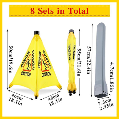 8-Packs Wet Floor Signs 20 Inch, Pop UP Bilingual Yellow Caution Wet Floor Sign - Image 4