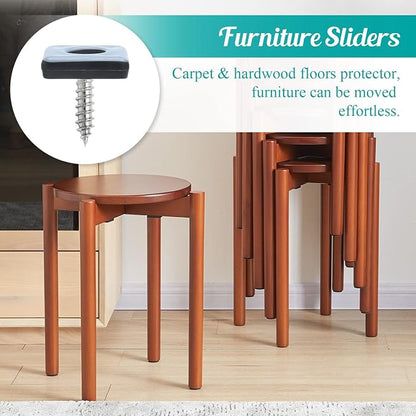 24pcs 1" Screw on Furniture Sliders, Teflon Chair Leg Slides, Square Furniture - Image 7