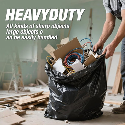 Heavy Duty Contractor Trash Bags 55-60 Gallon, 1.5Mil Extra Thick, Strong Black - Image 4
