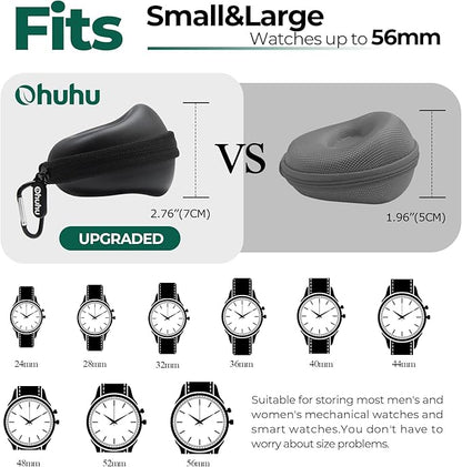 Ohuhu Watch Travel Case for Men Portable Single Watch Box and Storage Organizer for Wristwatches and Smart Watches Heightened Version up to 56mm Men Women for lover Fathers Day