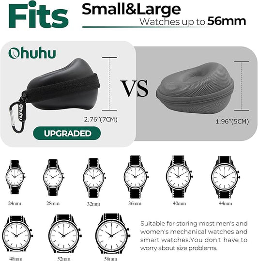 Ohuhu Watch Travel Case for Men Portable Single Watch Box and Storage Organizer for Wristwatches and Smart Watches Heightened Version up to 56mm Men Women for lover Fathers Day