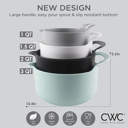 COOK WITH COLOR Nesting Plastic Mixing Bowl Set with Pour Spouts and Handles - Image 5