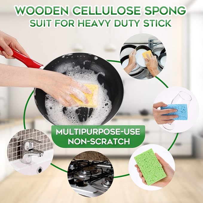 Cleaning Scrub Colored Sponge, Non-Scratch Kitchen Cellulose Dishwashing Sponge - Image 5