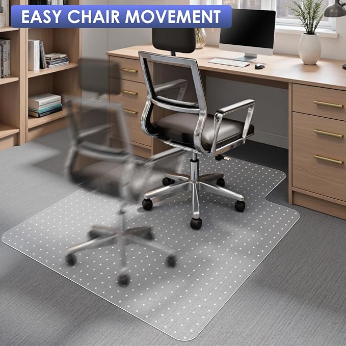 Kuyal Office Chair Mat for Carpet, 2 Pack 45x53 Clear Heavy Duty Computer Chair - Image 6