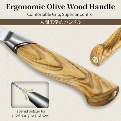 TIVOLI Damascus Kitchen Knife Set, VG-10 Damascus Santoku Paring Knife - Image 3